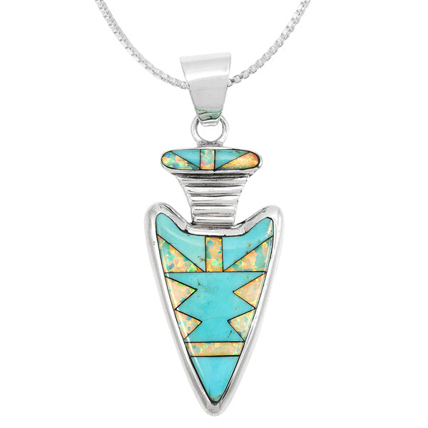 Sterling Silver Arrowhead Pendant Turquoise P3145-C21B