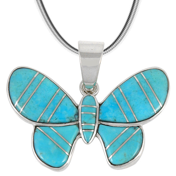Sterling Silver Butterfly Pendant Turquoise P3146-C05