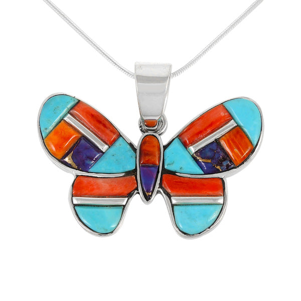 Sterling Silver Butterfly Pendant Multicolor P3146-C51