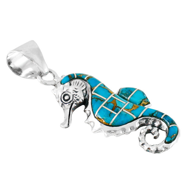 Matrix Turquoise Sea Horse Pendant Sterling Silver P3149-SM-C84
