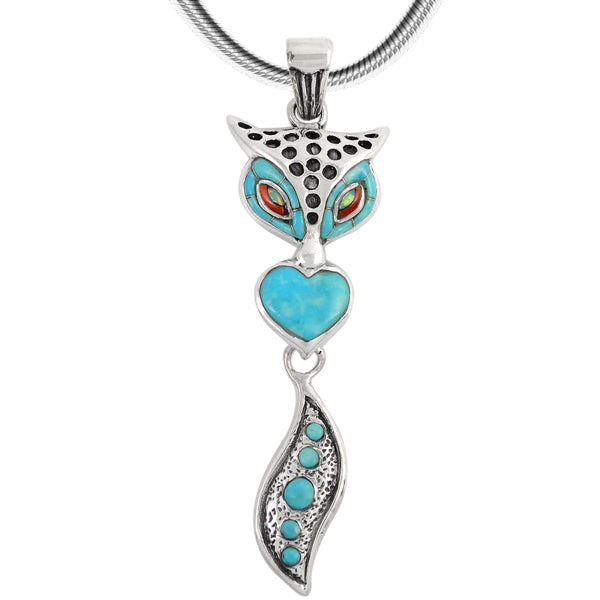 Sterling Silver Fox Pendant Turquoise P3168-C05