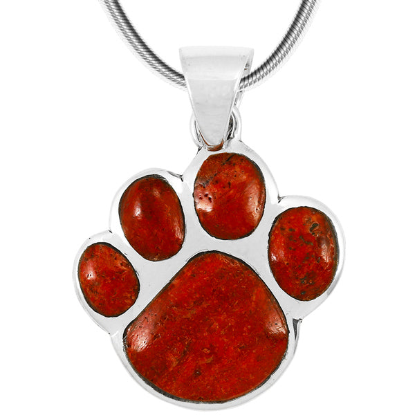 Coral Paw Pendant Sterling Silver P3178-C74