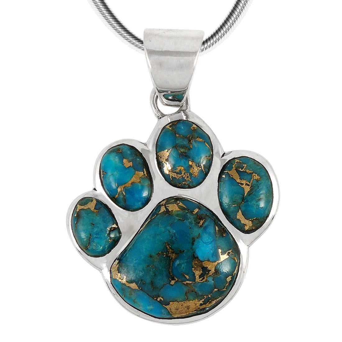 Matrix Turquoise Dog Paw Pendant SilverBronzé P3178-SB-C84