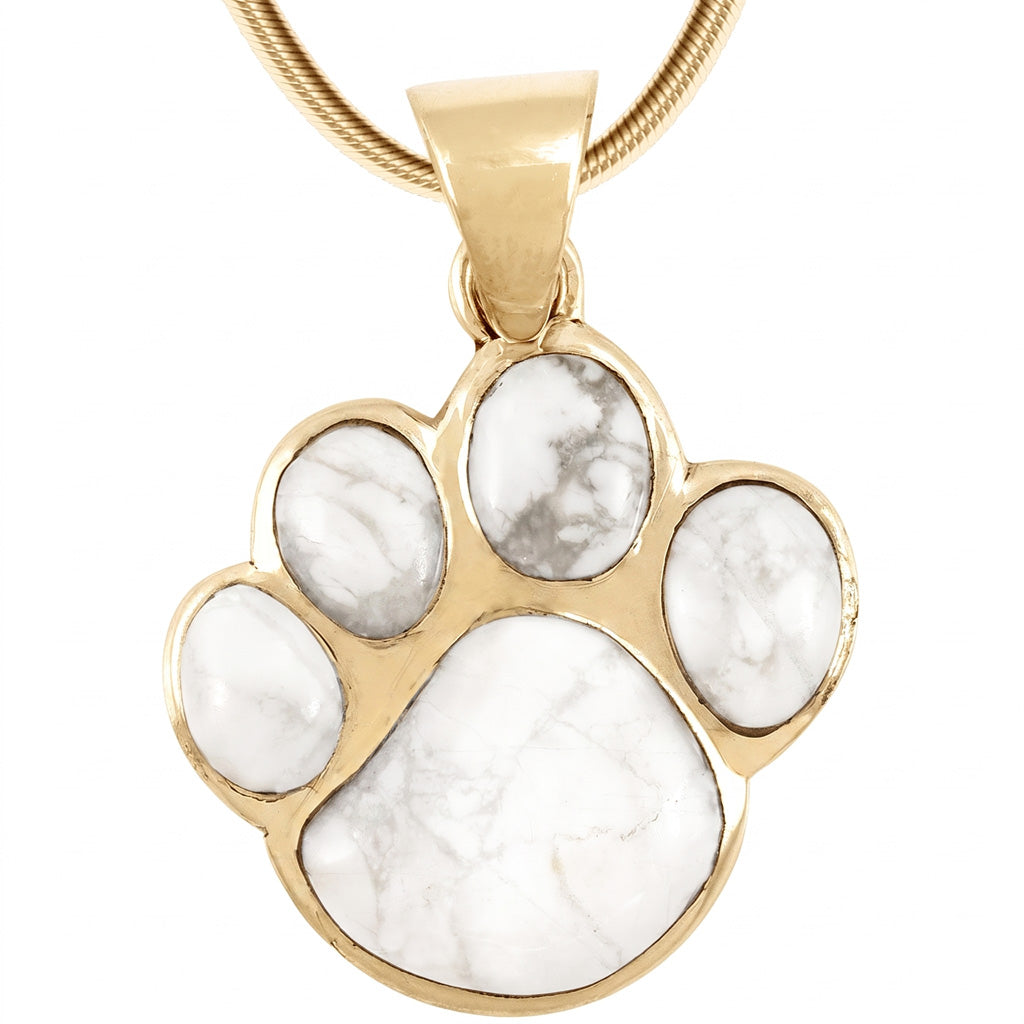 Dog Paw Howlite Pendant GoldCopper P3178-GB-C103