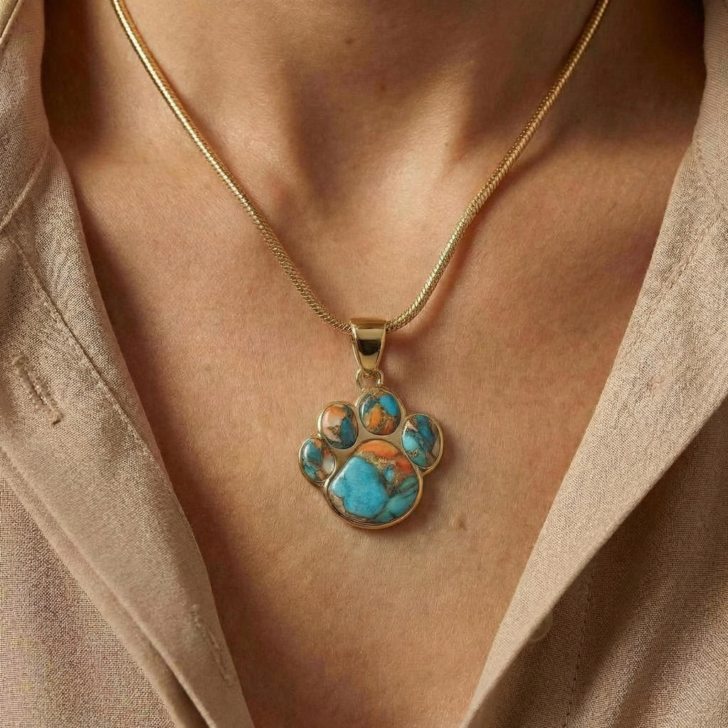 Spiny Turquoise Dog Paw Pendant GoldCopper™ P3178-GB-C89