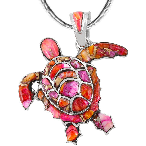 Plum Spiny Turtle Pendant Sterling Silver P3180-C92