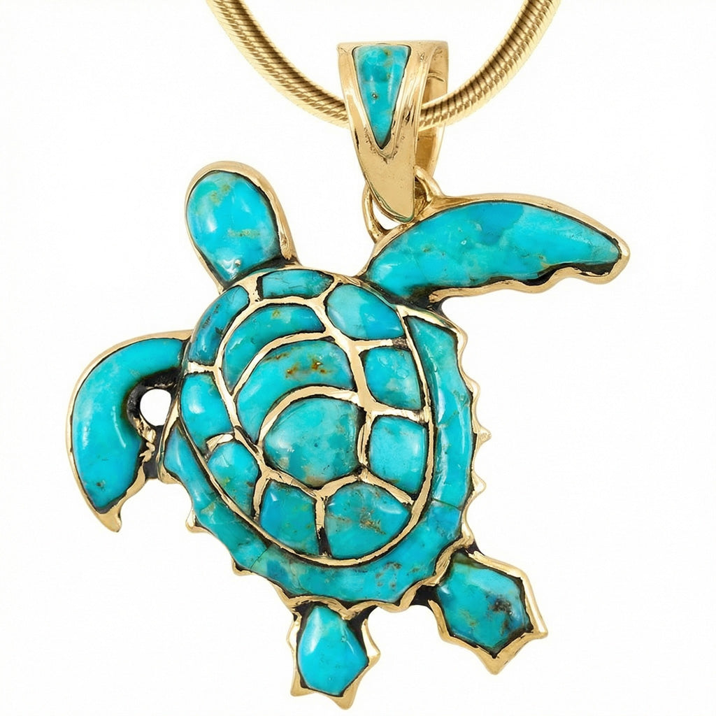 Turquoise Turtle Pendant GoldCopper™ P3180-GB-C05