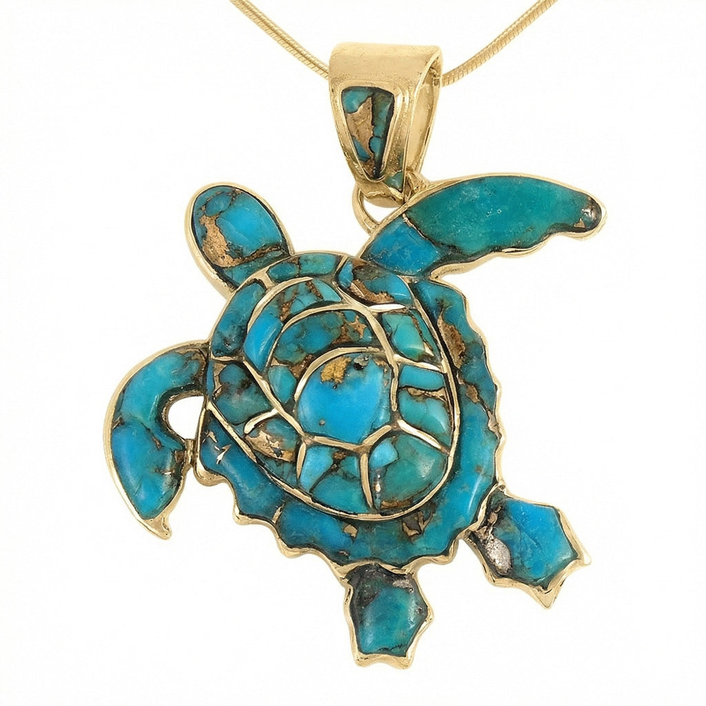 Matrix Turquoise Turtle Pendant GoldCopper™ P3180-GB-C84