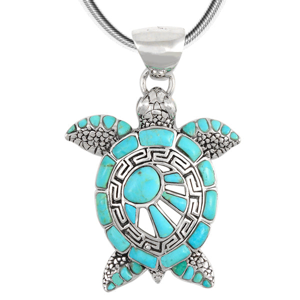 Sterling Silver Turtle Pendant Turquoise P3183-C05