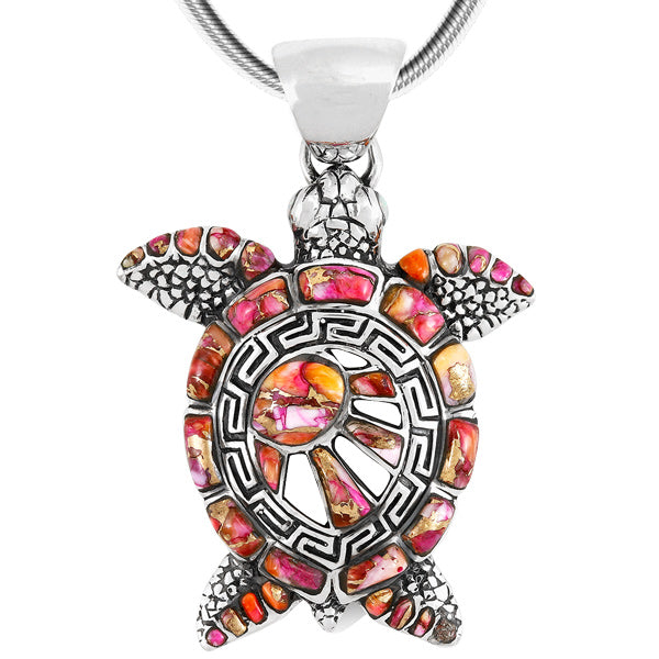 Plum Spiny Turtle Pendant Sterling Silver P3183-C92