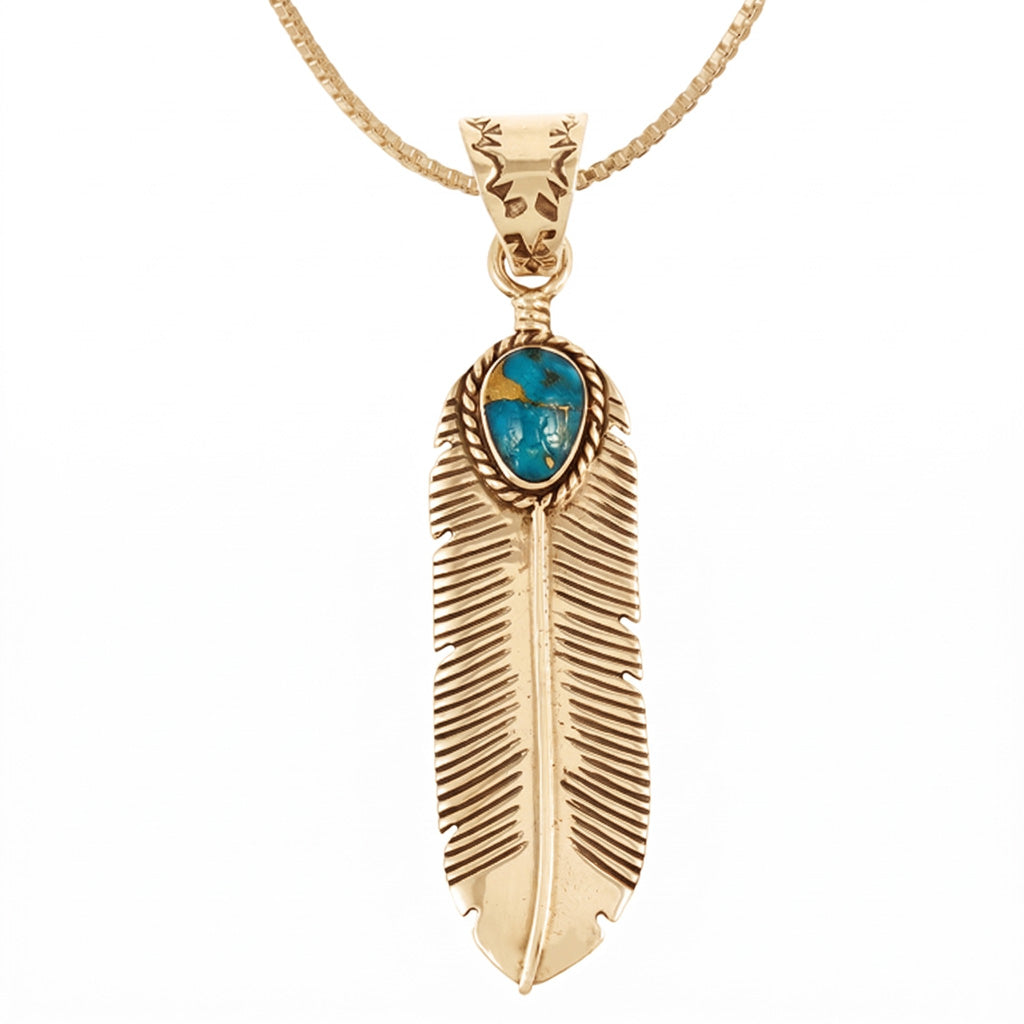 Matrix Turquoise Pendant GoldCopper P3190-SM-GB-C84