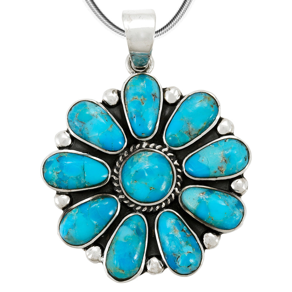Turquoise Pendant SilverBronzé P3193-SB-C75