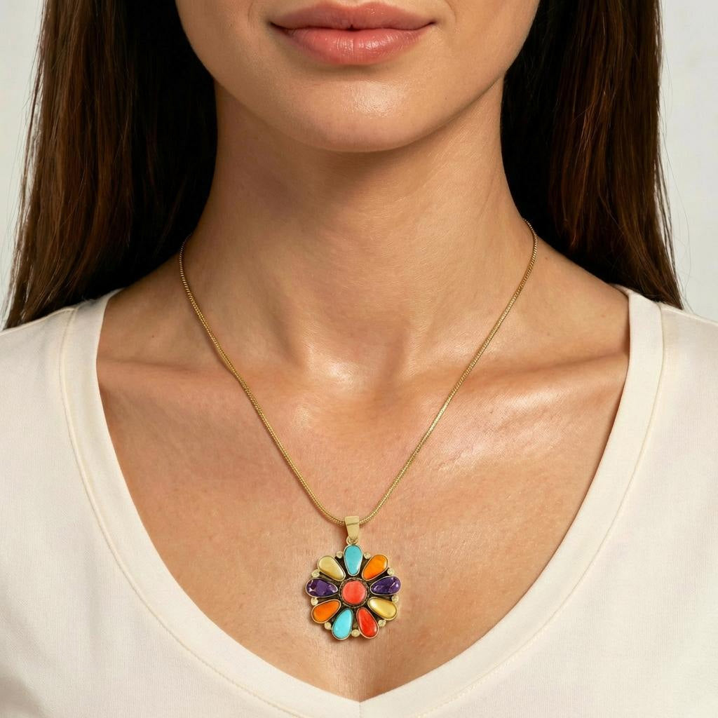 Multi Gemstone Pendant GoldCopper™ P3193-GB-C71