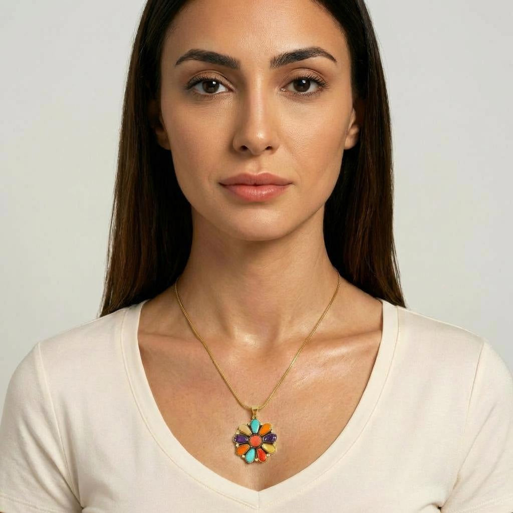 Multi Gemstone Pendant GoldCopper™ P3193-GB-C71