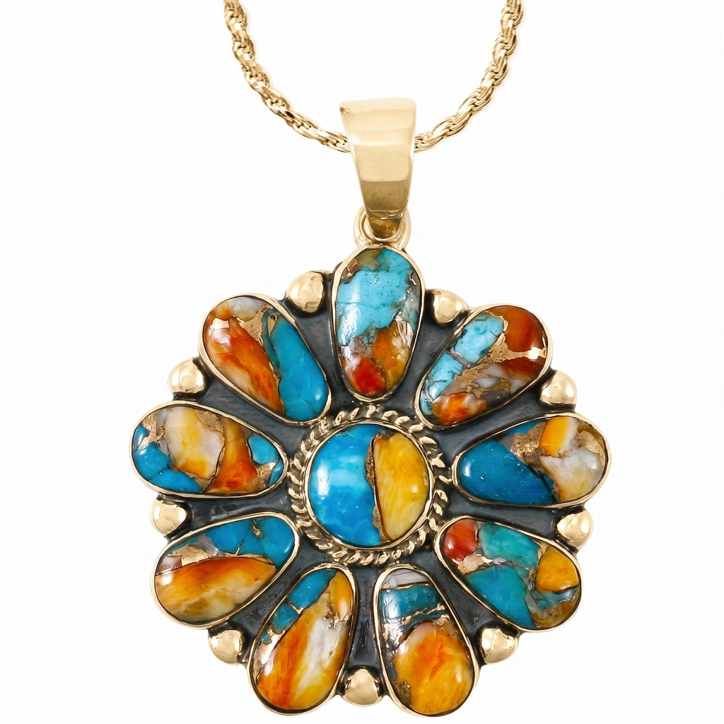 Spiny Turquoise Pendant GoldCopper P3193-GB-C89