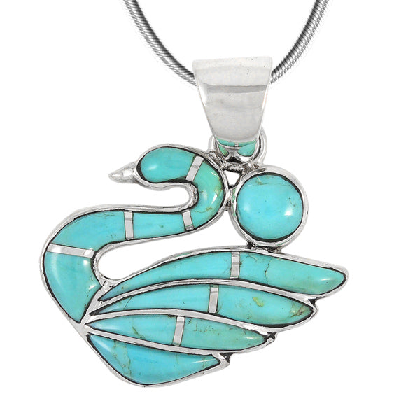 Sterling Silver Swan Pendant Turquoise P3213-C75