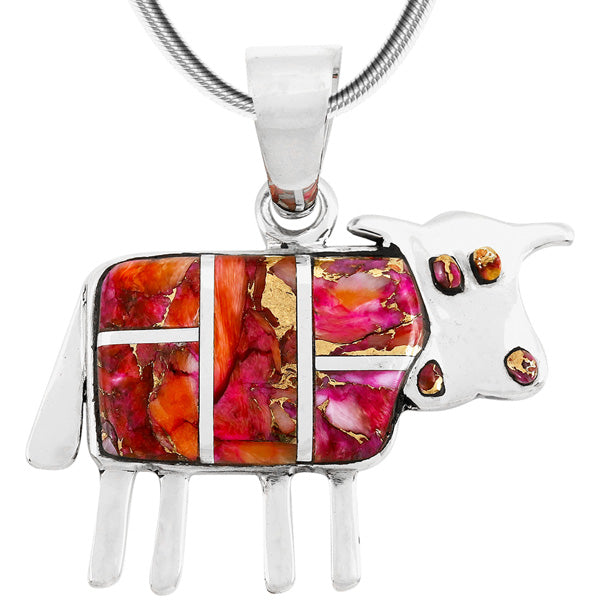 Cow Pendant Plum Spiny Sterling Silver P3231-C92