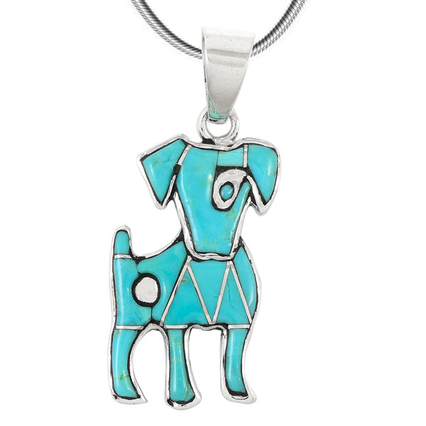 Sterling Silver Puppy Dog Pendant Turquoise P3238-C05