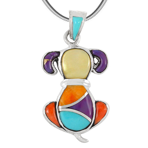 Sterling Silver Puppy Dog Pendant Multicolor P3244-C01