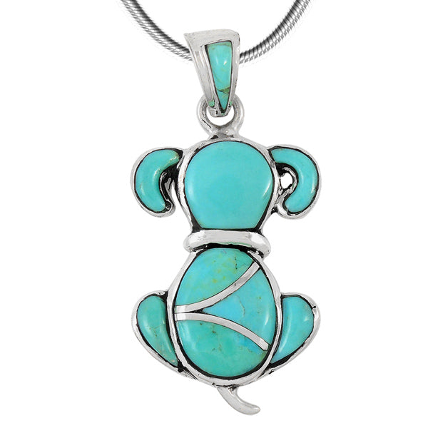 Sterling Silver Puppy Dog Pendant Turquoise P3244-C05