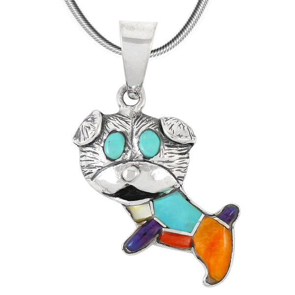 Sterling Silver Puppy Dog Pendant Multicolor P3248-C01