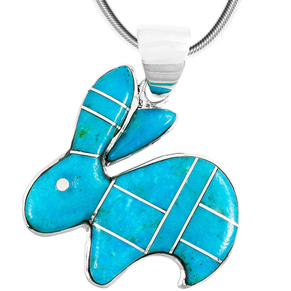 Sterling Silver Bunny Rabbit Pendant Turquoise P3255-C05