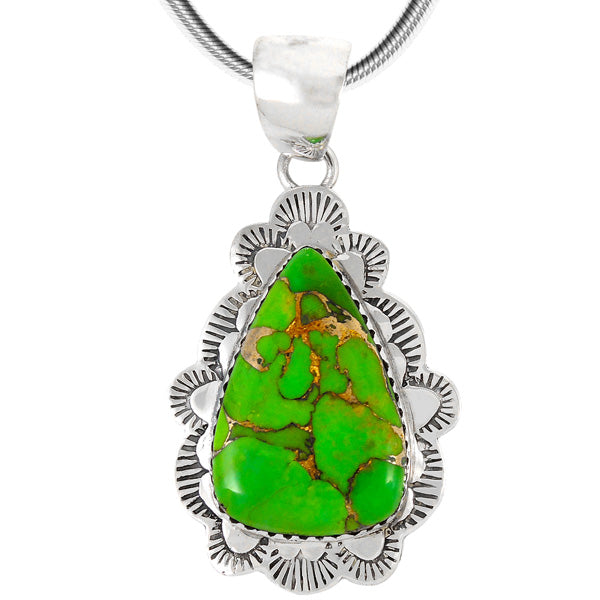 Sterling Silver Pendant Green Turquoise P3261-C76