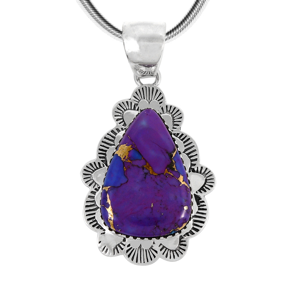 Sterling Silver Pendant Purple Turquoise P3261-C77