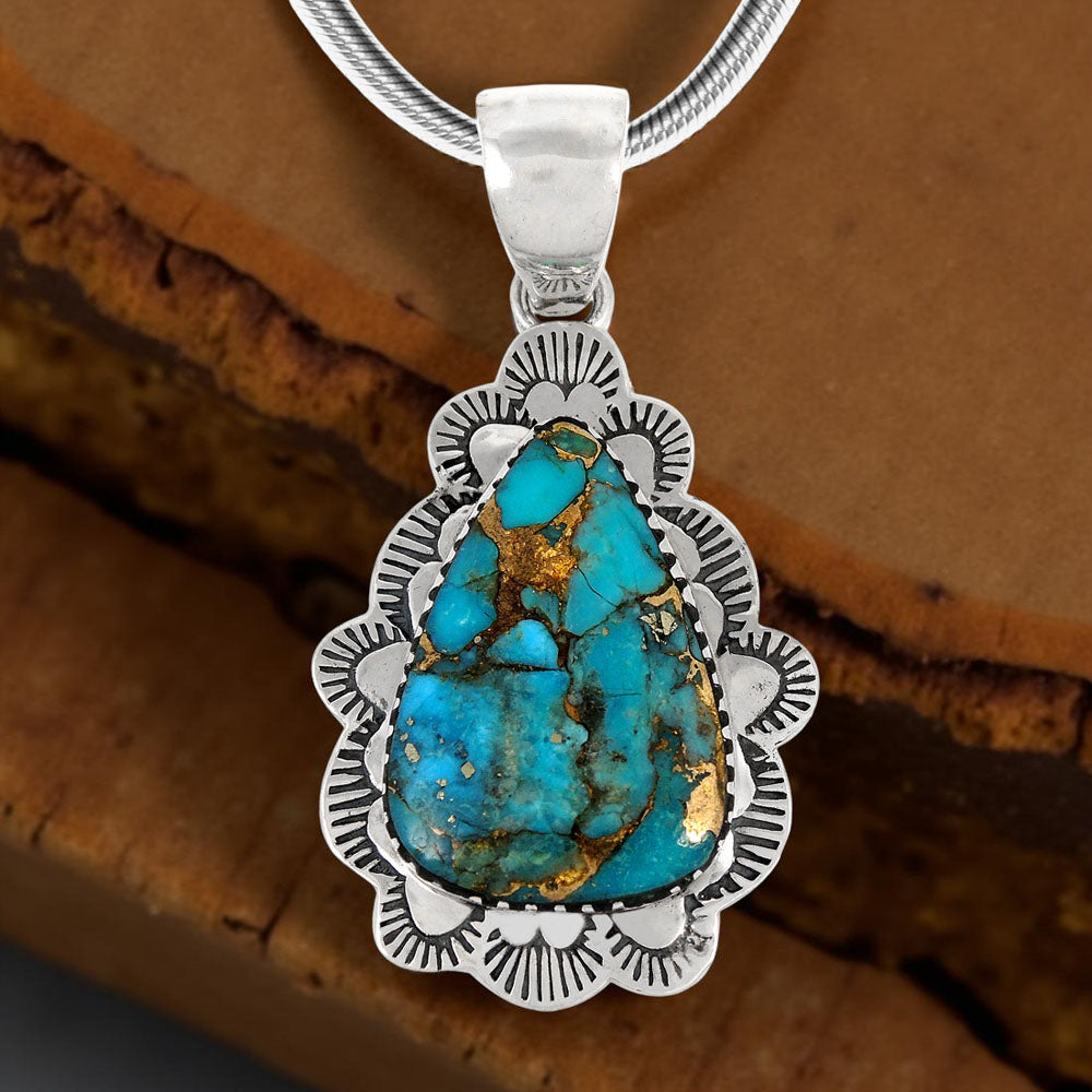 Sterling Silver Pendant Matrix Turquoise P3261-C84