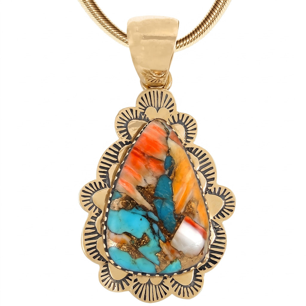 Spiny Turquoise Pendant GoldCopper P3261-GB-C89