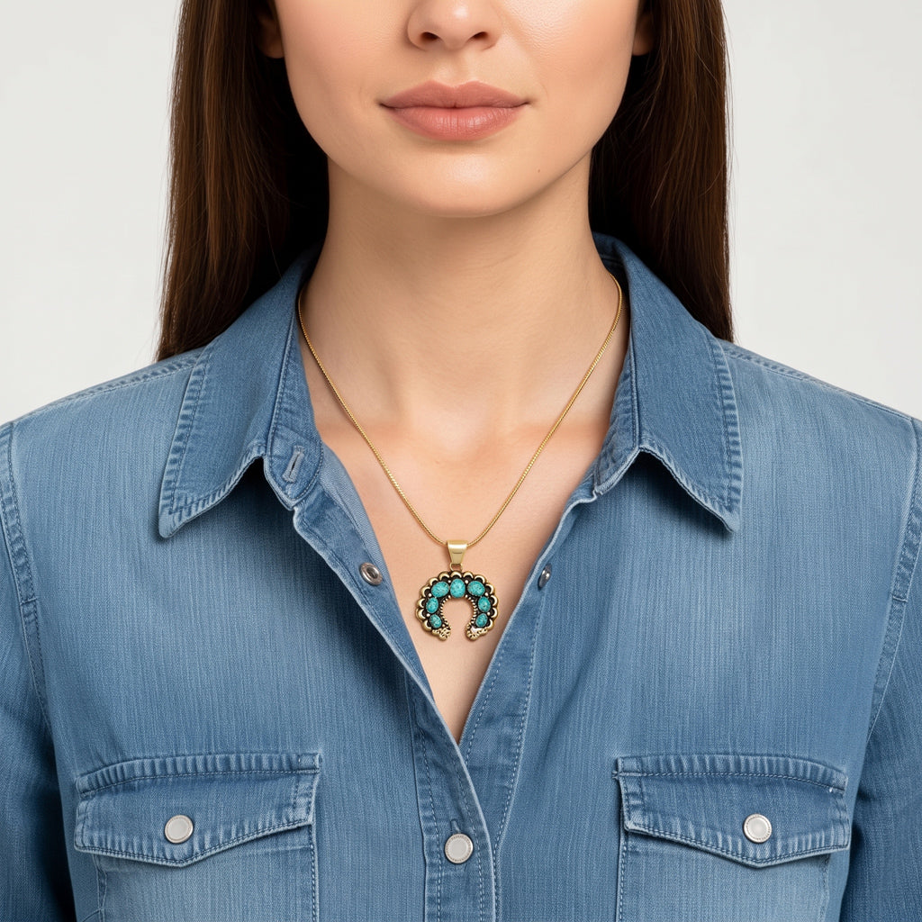 Turquoise Naja Pendant GoldCopper P3262-SM-GB-C75