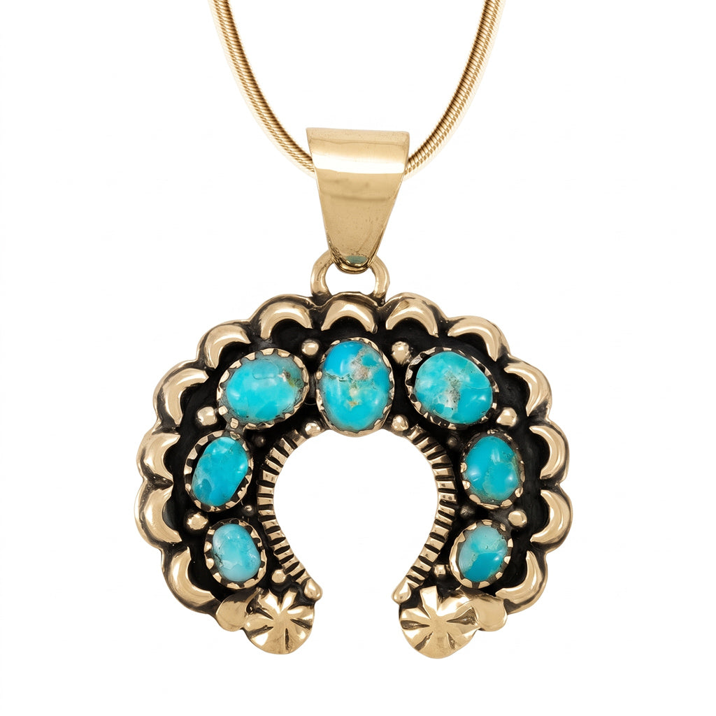 Turquoise Naja Pendant GoldCopper P3262-SM-GB-C75