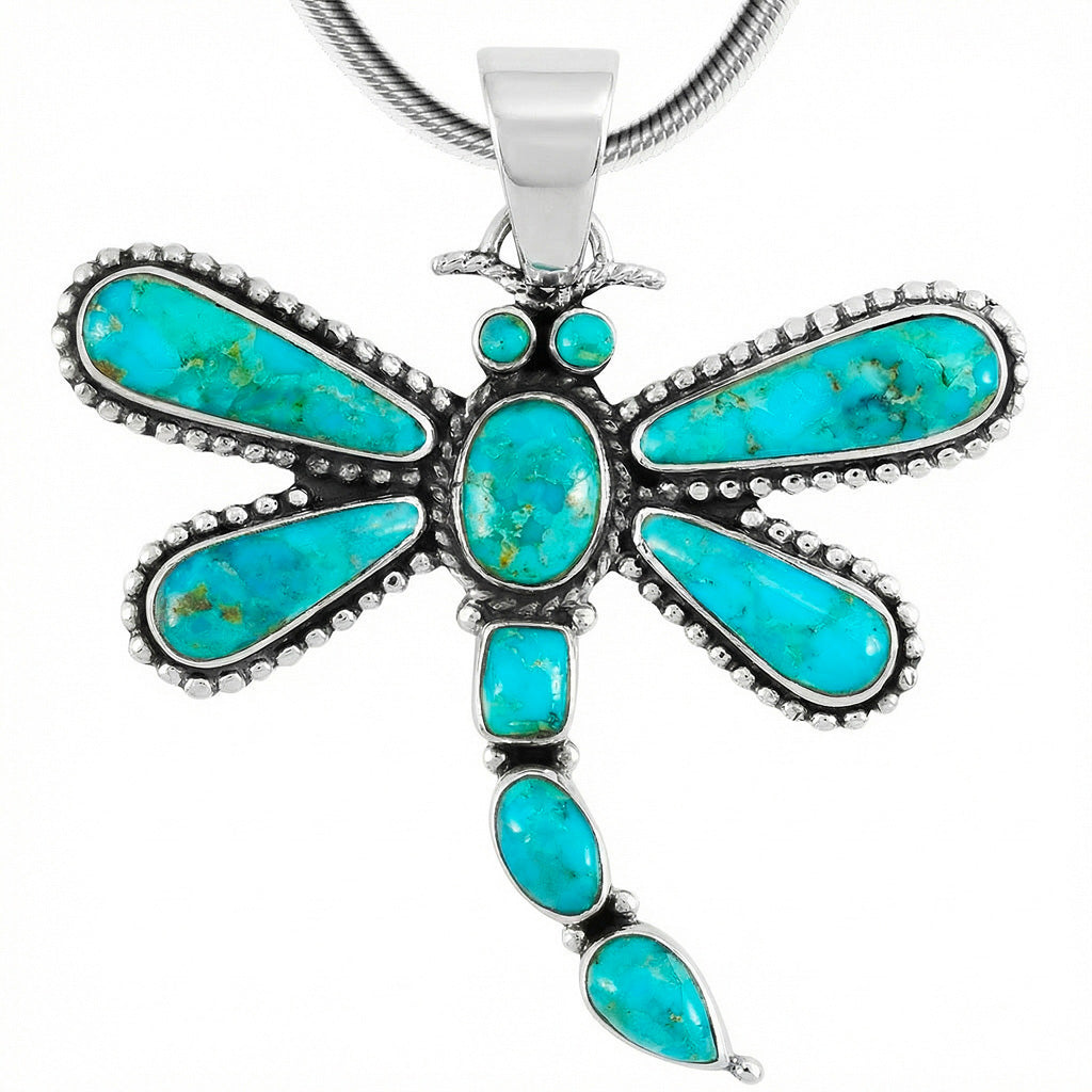 Turquoise Dragonfly Pendant Sterling Silver P3265-C75