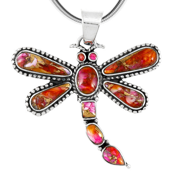 Plum Spiny Dragonfly Pendant Sterling Silver P3265-C92