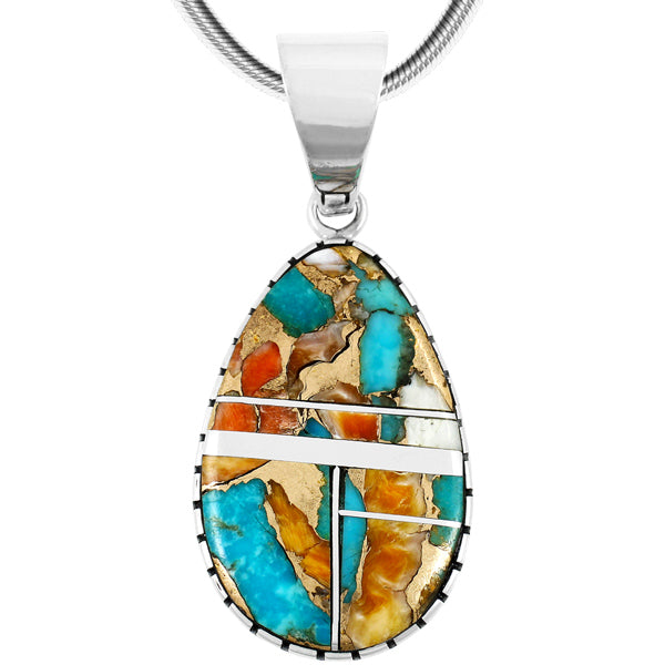 Sterling Silver Pendant Spiny Turquoise P3131-C89