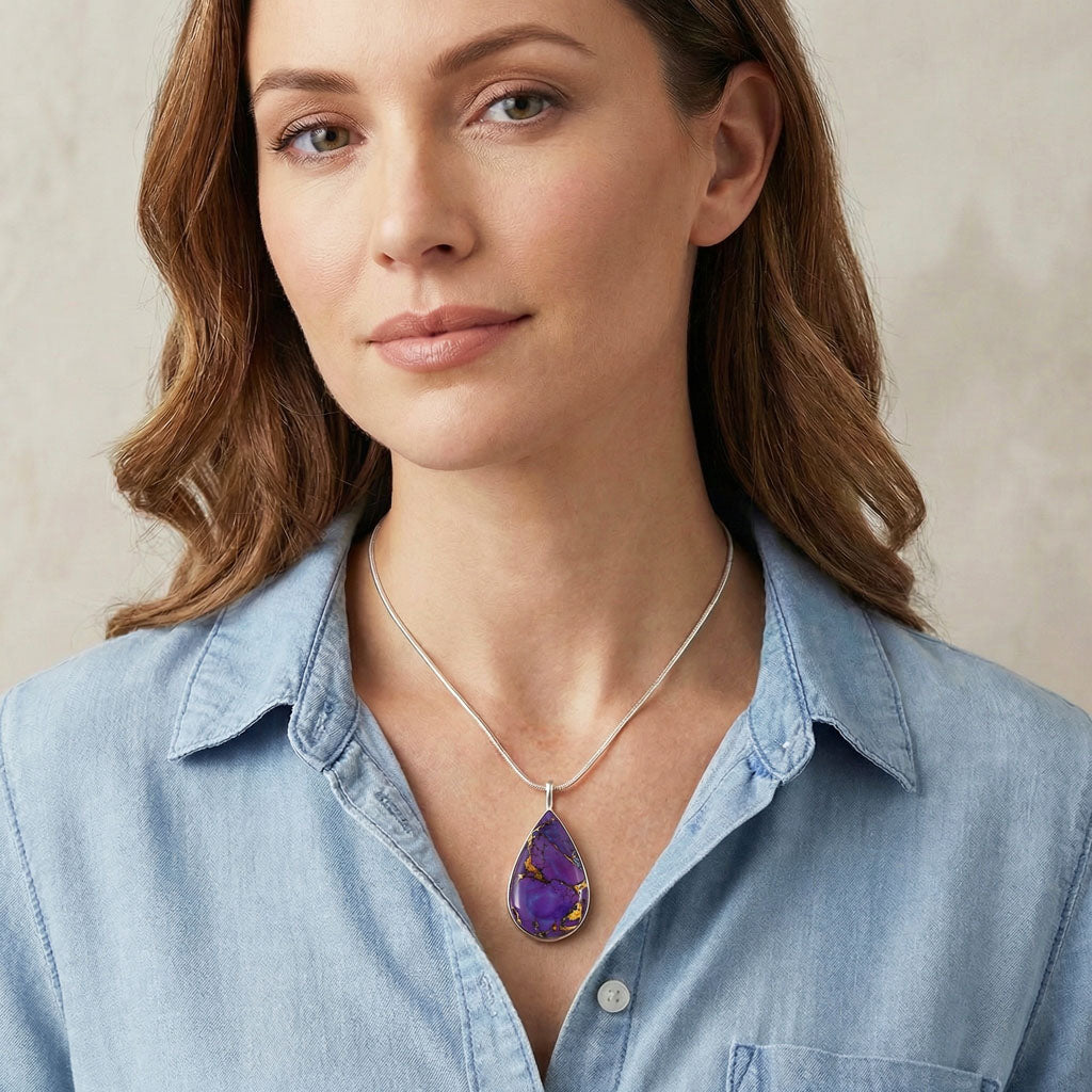 Sterling Silver Pendant Purple Turquoise P3269-C77