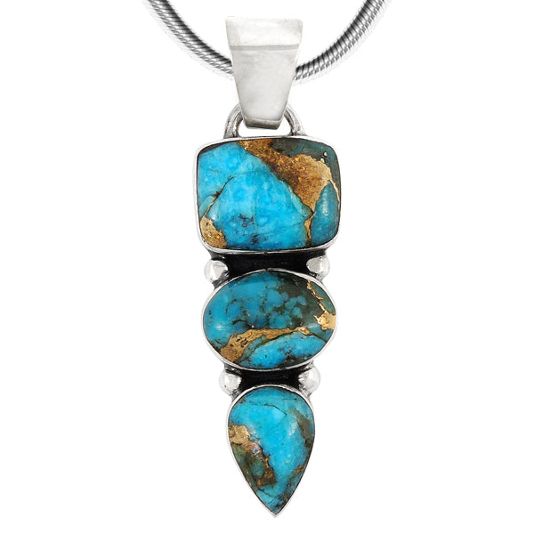 Sterling Silver Pendant Matrix Turquoise P3271-C84