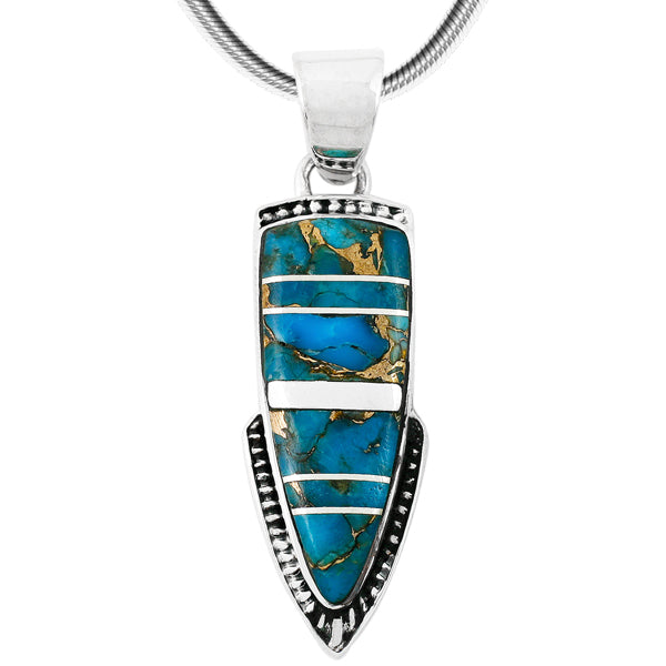 Matrix Turquoise Pendant Sterling Silver P3273-C84