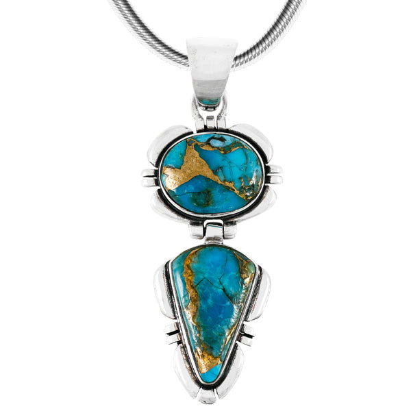 Sterling Silver Pendant Matrix Turquoise P3275-C84