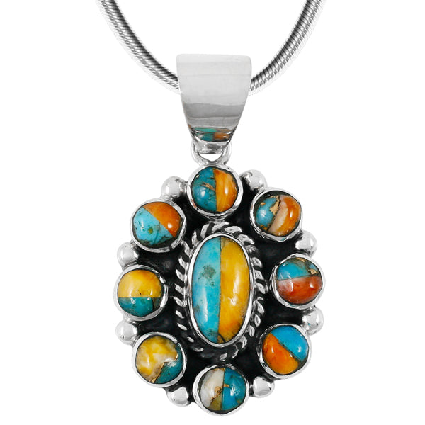 Spiny Turquoise Pendant Sterling Silver P3276-C89