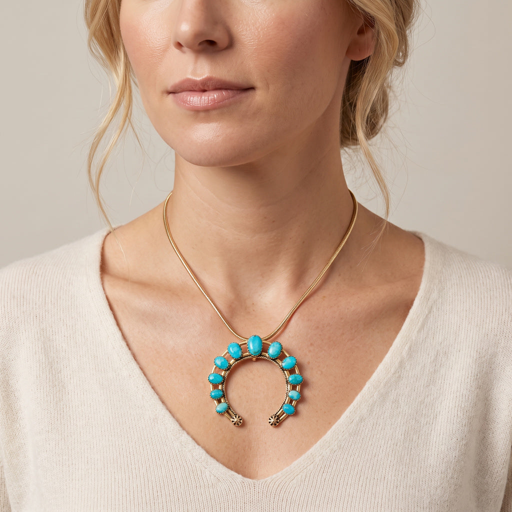 Naja Turquoise Pendant GoldCopper P3278-GB-C75