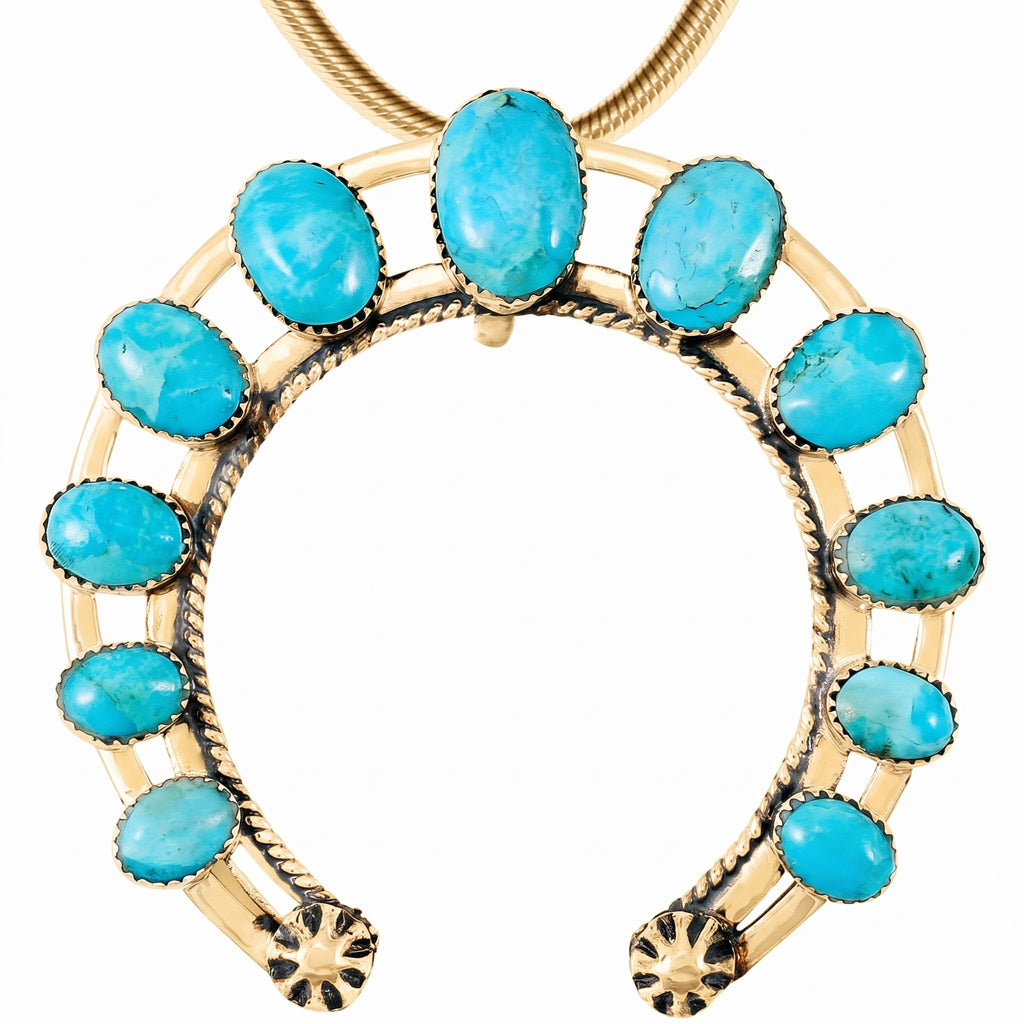 Naja Turquoise Pendant GoldCopper P3278-GB-C75