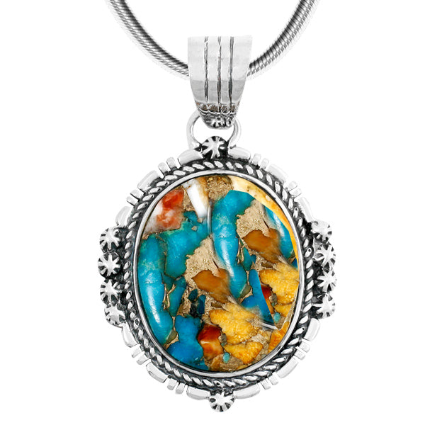 Spiny Turquoise Pendant Sterling Silver P3280-C89