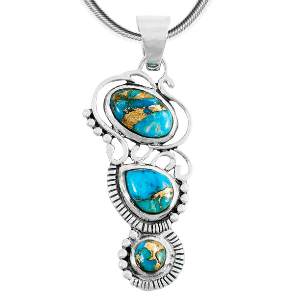 Sterling Silver Pendant Matrix Turquoise P3281-C84