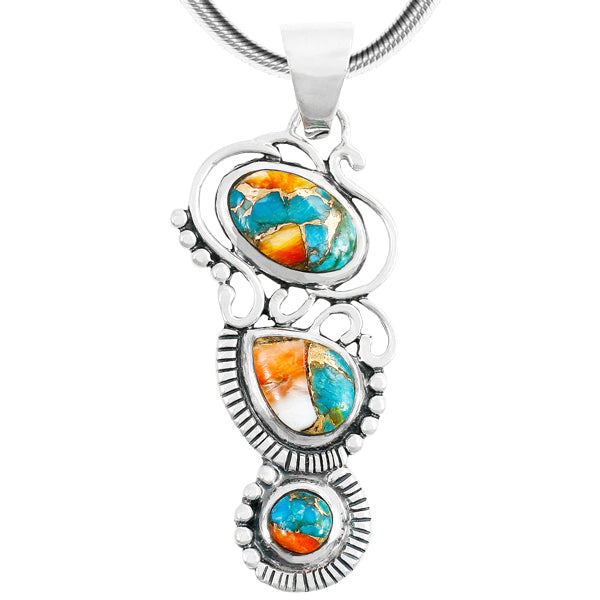 Spiny Turquoise Pendant Sterling Silver P3281-C89