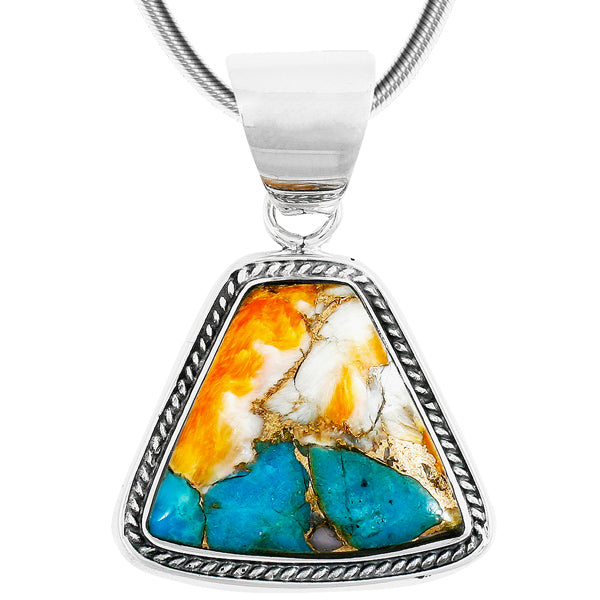 Spiny Turquoise Pendant Sterling Silver P3282-C89