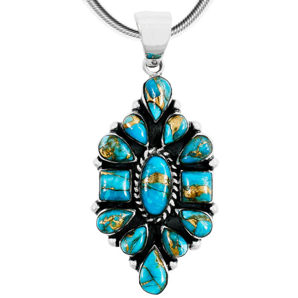 Sterling Silver Pendant Matrix Turquoise P3284-C84