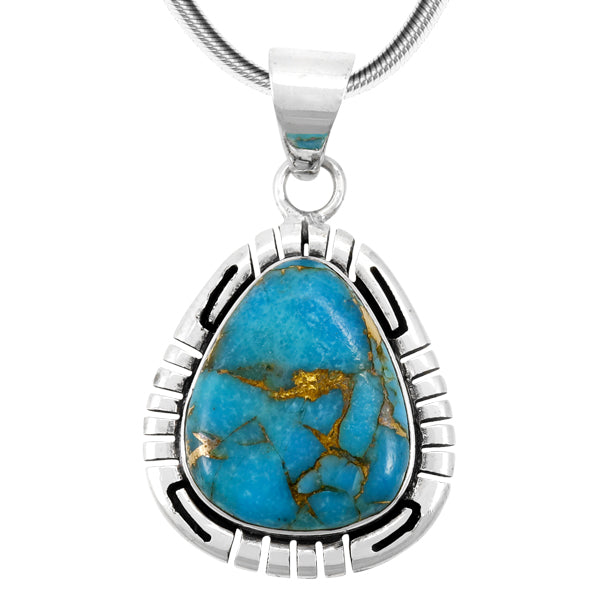 Matrix Turquoise Pendant Sterling Silver P3287-C84