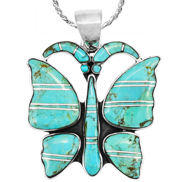 Butterfly Turquoise Pendant Sterling Silver P3290-C05
