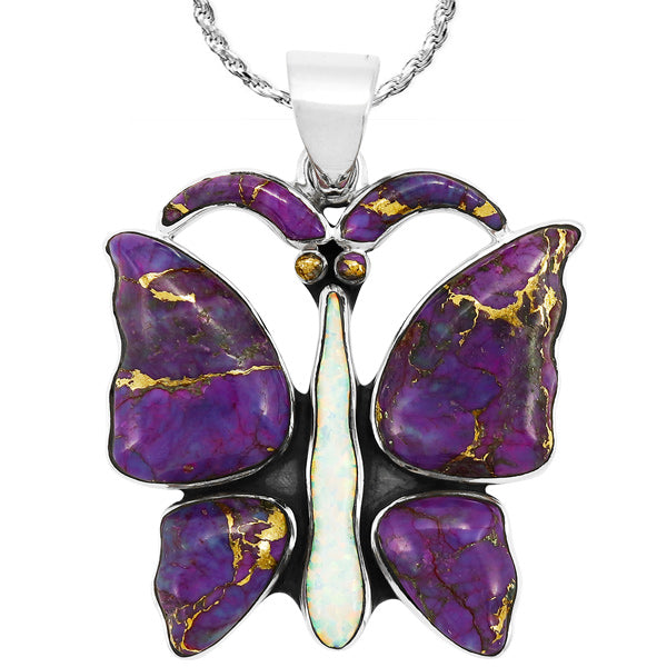 Butterfly Purple Turquoise Pendant Sterling Silver P3290-C77